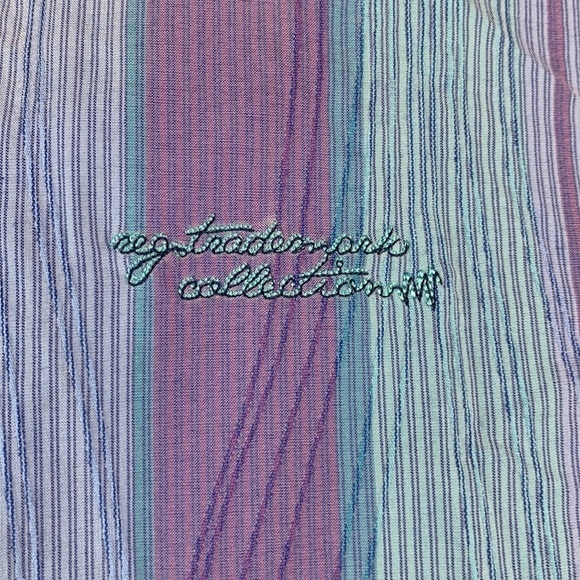 NWT Guanto stretchy sporty cotton blend short sleeve shirt lavender blue stripe - Picture 2 of 9